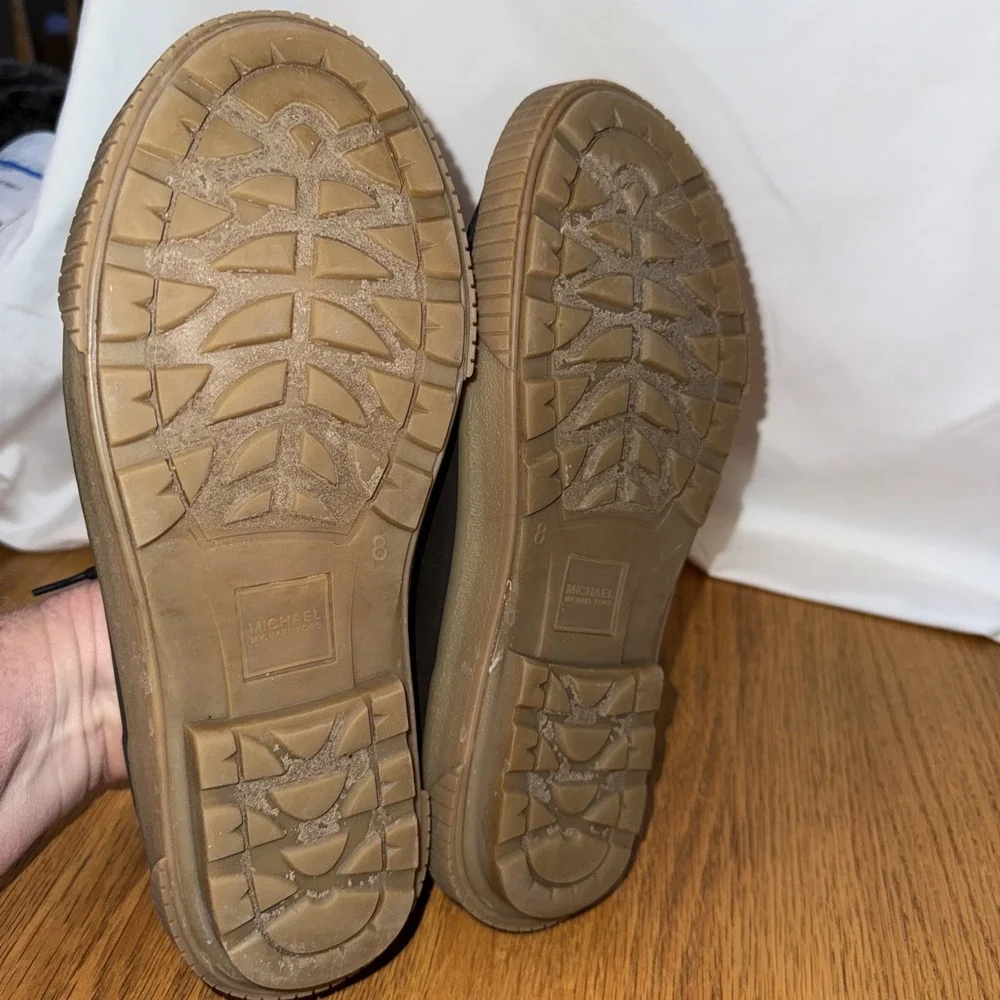Michael Kors Womens Duck Shoes Brown Monogram Logo Rain Boat‎ Shoes Size 8
